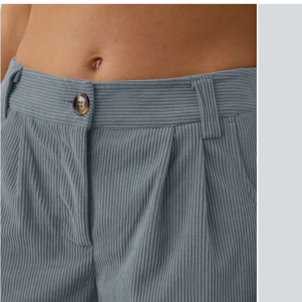 NWT Halara Mid Rise Zipper Pocket Corduroy Casual Pants Cloud Gray Blue Size L - Picture 4 of 7